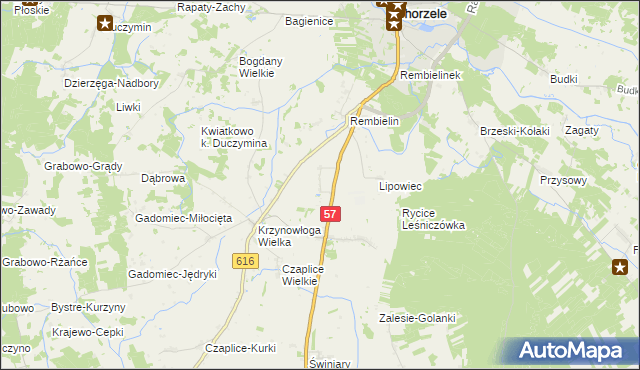 mapa Aleksandrowo gmina Chorzele, Aleksandrowo gmina Chorzele na mapie Targeo