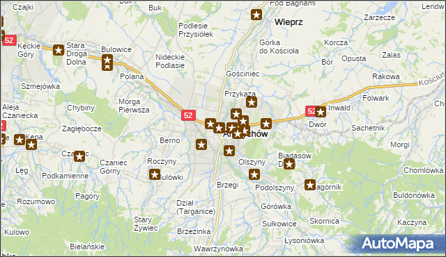 mapa Andrychów, Andrychów na mapie Targeo