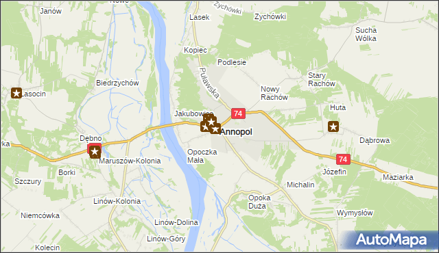 mapa Annopol powiat kraśnicki, Annopol powiat kraśnicki na mapie Targeo