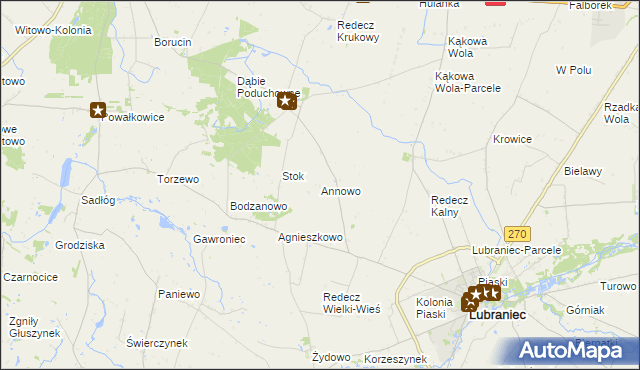 mapa Annowo gmina Lubraniec, Annowo gmina Lubraniec na mapie Targeo