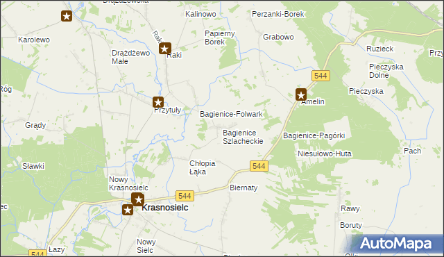 mapa Bagienice Szlacheckie, Bagienice Szlacheckie na mapie Targeo