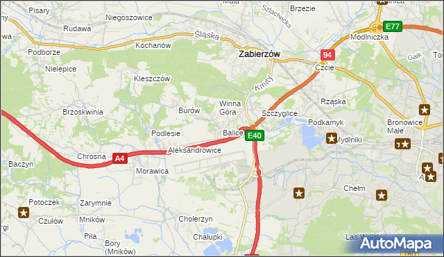 mapa Balice gmina Zabierzów, Balice gmina Zabierzów na mapie Targeo