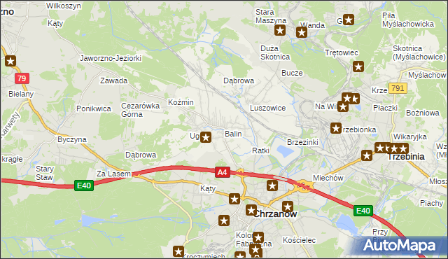 mapa Balin gmina Chrzanów, Balin gmina Chrzanów na mapie Targeo