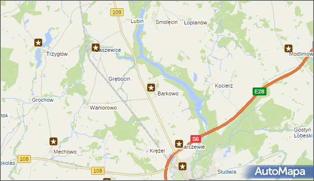 mapa Barkowo gmina Gryfice, Barkowo gmina Gryfice na mapie Targeo