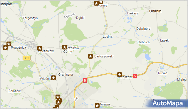 mapa Bartoszówek, Bartoszówek na mapie Targeo