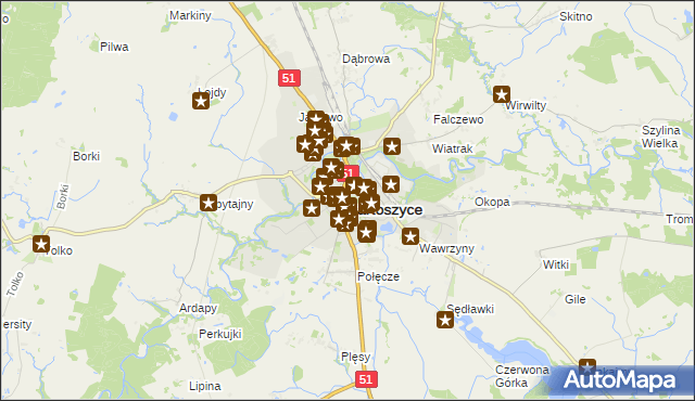 mapa Bartoszyce, Bartoszyce na mapie Targeo