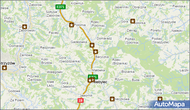 mapa Baryczka gmina Niebylec, Baryczka gmina Niebylec na mapie Targeo