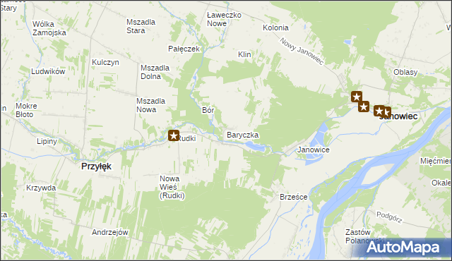 mapa Baryczka gmina Przyłęk, Baryczka gmina Przyłęk na mapie Targeo