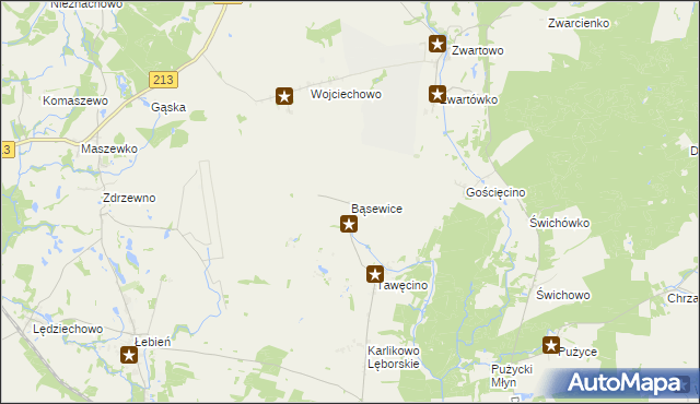 mapa Bąsewice, Bąsewice na mapie Targeo