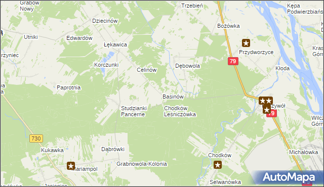 mapa Basinów gmina Magnuszew, Basinów gmina Magnuszew na mapie Targeo