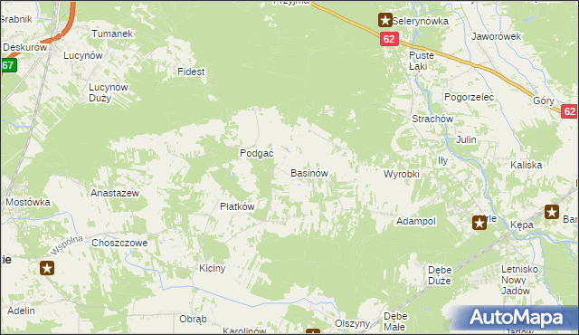 mapa Basinów gmina Zabrodzie, Basinów gmina Zabrodzie na mapie Targeo