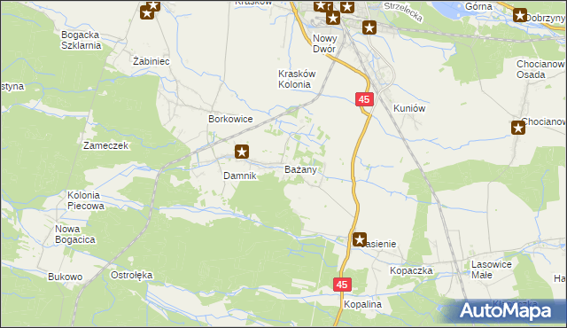 mapa Bażany, Bażany na mapie Targeo