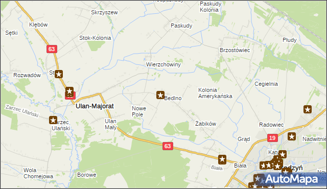 mapa Bedlno gmina Radzyń Podlaski, Bedlno gmina Radzyń Podlaski na mapie Targeo