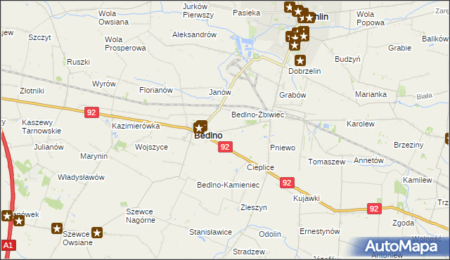 mapa Bedlno-Wieś, Bedlno-Wieś na mapie Targeo