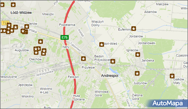 mapa Bedoń Przykościelny, Bedoń Przykościelny na mapie Targeo