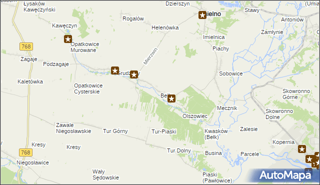 mapa Bełk gmina Imielno, Bełk gmina Imielno na mapie Targeo