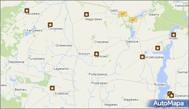 mapa Berkowo gmina Kiszkowo, Berkowo gmina Kiszkowo na mapie Targeo