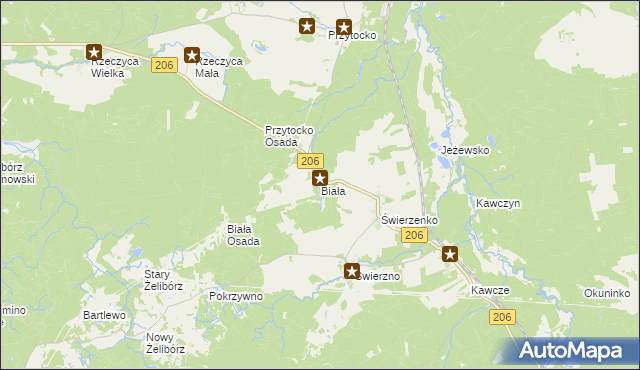 mapa Biała gmina Miastko, Biała gmina Miastko na mapie Targeo