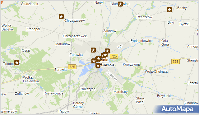 mapa Biała Rawska, Biała Rawska na mapie Targeo