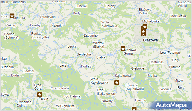 mapa Białka gmina Błażowa, Białka gmina Błażowa na mapie Targeo