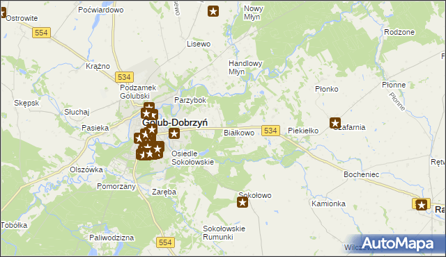 mapa Białkowo gmina Golub-Dobrzyń, Białkowo gmina Golub-Dobrzyń na mapie Targeo