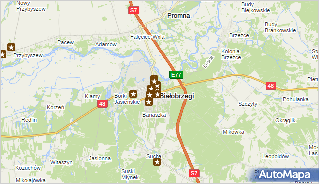 mapa Białobrzegi, Białobrzegi na mapie Targeo