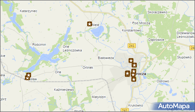 mapa Białowieża gmina Mrocza, Białowieża gmina Mrocza na mapie Targeo