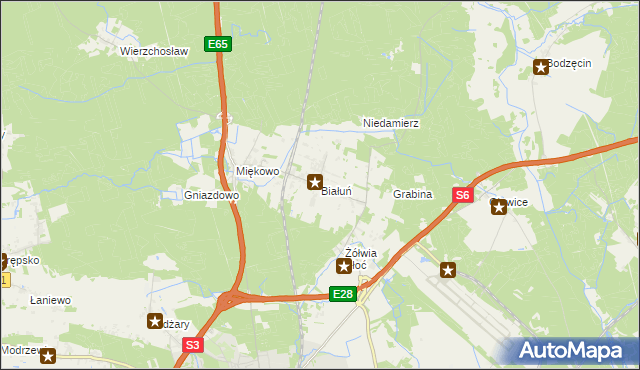 mapa Białuń gmina Goleniów, Białuń gmina Goleniów na mapie Targeo