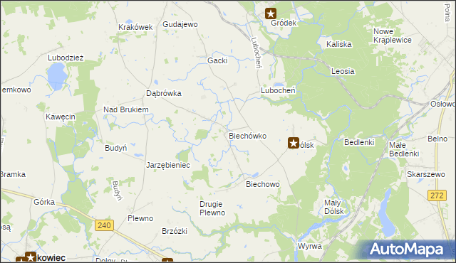 mapa Biechówko gmina Drzycim, Biechówko gmina Drzycim na mapie Targeo