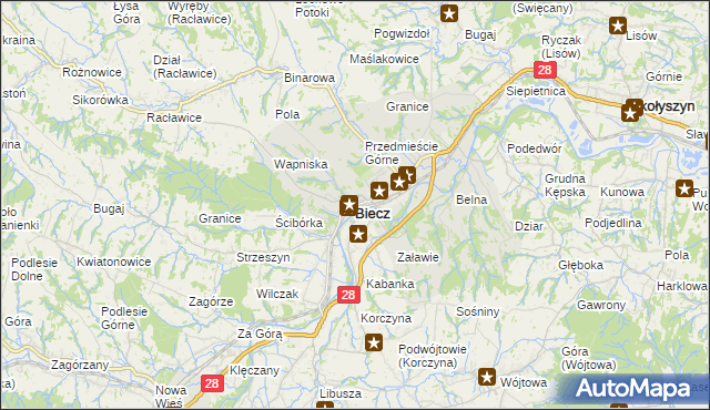 mapa Biecz powiat gorlicki, Biecz powiat gorlicki na mapie Targeo