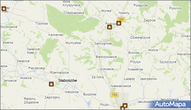 mapa Biedrzykowice, Biedrzykowice na mapie Targeo