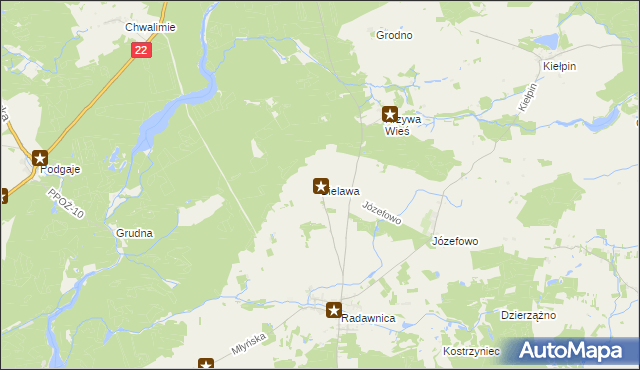 mapa Bielawa gmina Złotów, Bielawa gmina Złotów na mapie Targeo