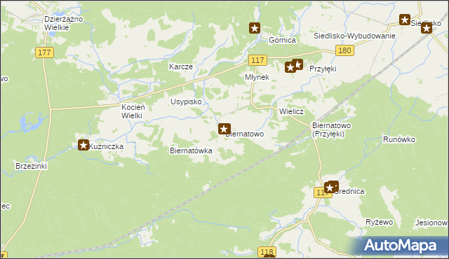 mapa Biernatowo, Biernatowo na mapie Targeo