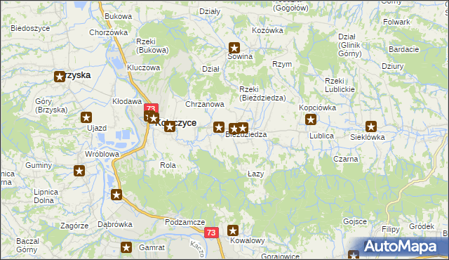 mapa Bieździedza, Bieździedza na mapie Targeo