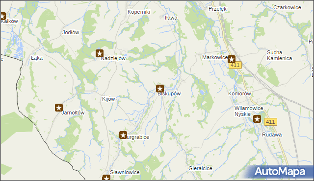 mapa Biskupów, Biskupów na mapie Targeo