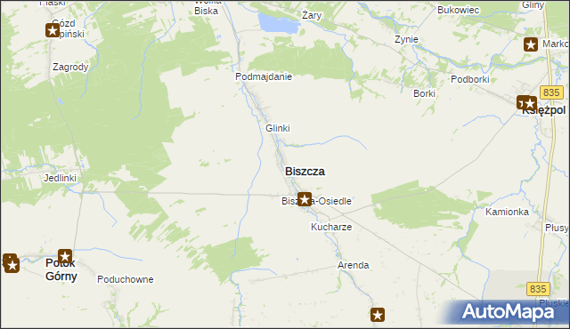 mapa Biszcza, Biszcza na mapie Targeo