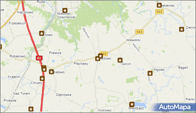 mapa Błędowo gmina Płużnica, Błędowo gmina Płużnica na mapie Targeo