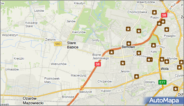 mapa Blizne Jasińskiego, Blizne Jasińskiego na mapie Targeo