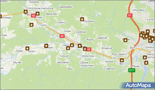 mapa Bliżyn, Bliżyn na mapie Targeo