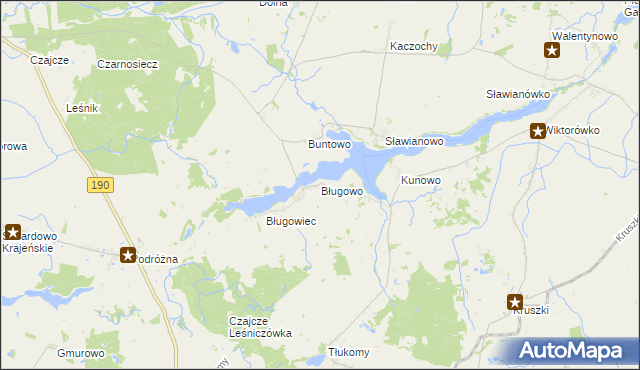 mapa Bługowo gmina Złotów, Bługowo gmina Złotów na mapie Targeo