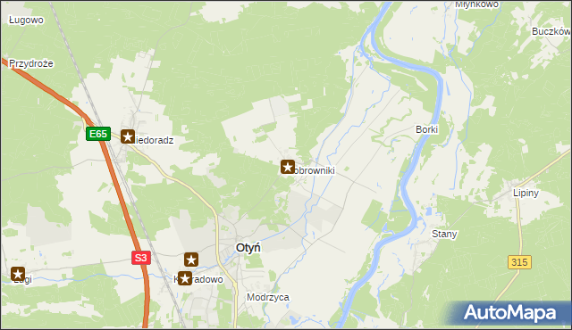 mapa Bobrowniki gmina Otyń, Bobrowniki gmina Otyń na mapie Targeo