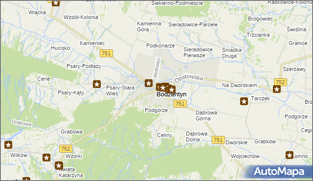 mapa Bodzentyn, Bodzentyn na mapie Targeo