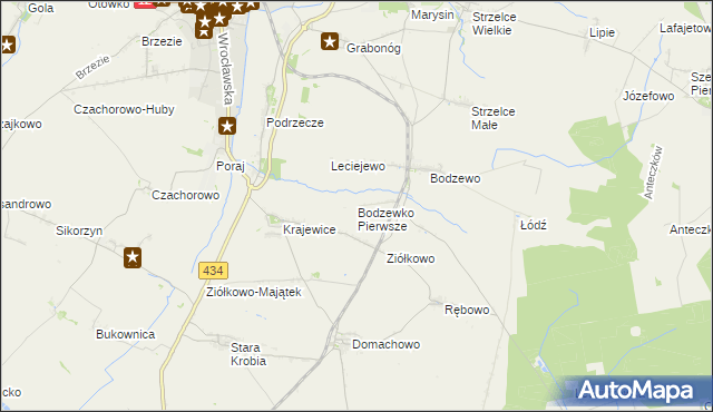 mapa Bodzewko Pierwsze, Bodzewko Pierwsze na mapie Targeo