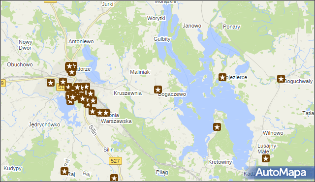 mapa Bogaczewo gmina Morąg, Bogaczewo gmina Morąg na mapie Targeo