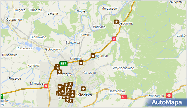 mapa Boguszyn gmina Kłodzko, Boguszyn gmina Kłodzko na mapie Targeo