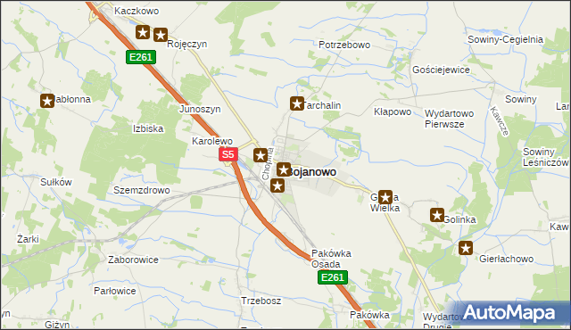 mapa Bojanowo powiat rawicki, Bojanowo powiat rawicki na mapie Targeo