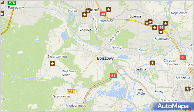 mapa Bojszowy, Bojszowy na mapie Targeo