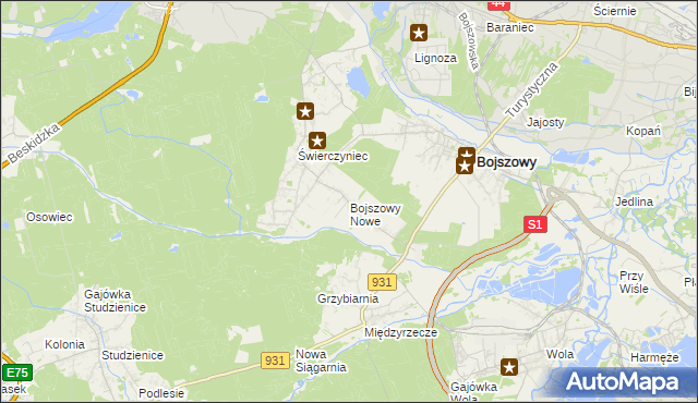 mapa Bojszowy Nowe, Bojszowy Nowe na mapie Targeo