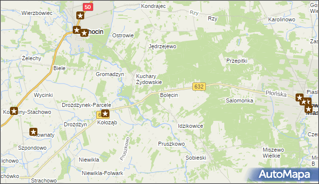 mapa Bolęcin gmina Sochocin, Bolęcin gmina Sochocin na mapie Targeo