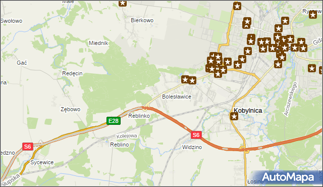 mapa Bolesławice gmina Kobylnica, Bolesławice gmina Kobylnica na mapie Targeo